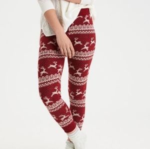 AE red reindeer print pj joggers